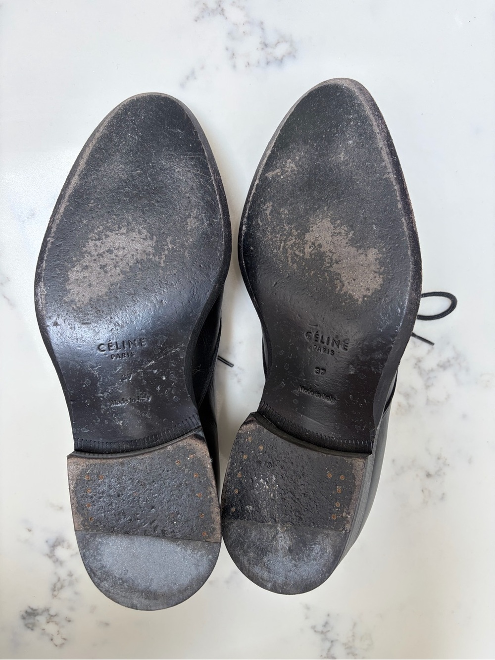 Celine Black Leather Lace-Up Oxford Shoes size 37 - Picture 4 of 5